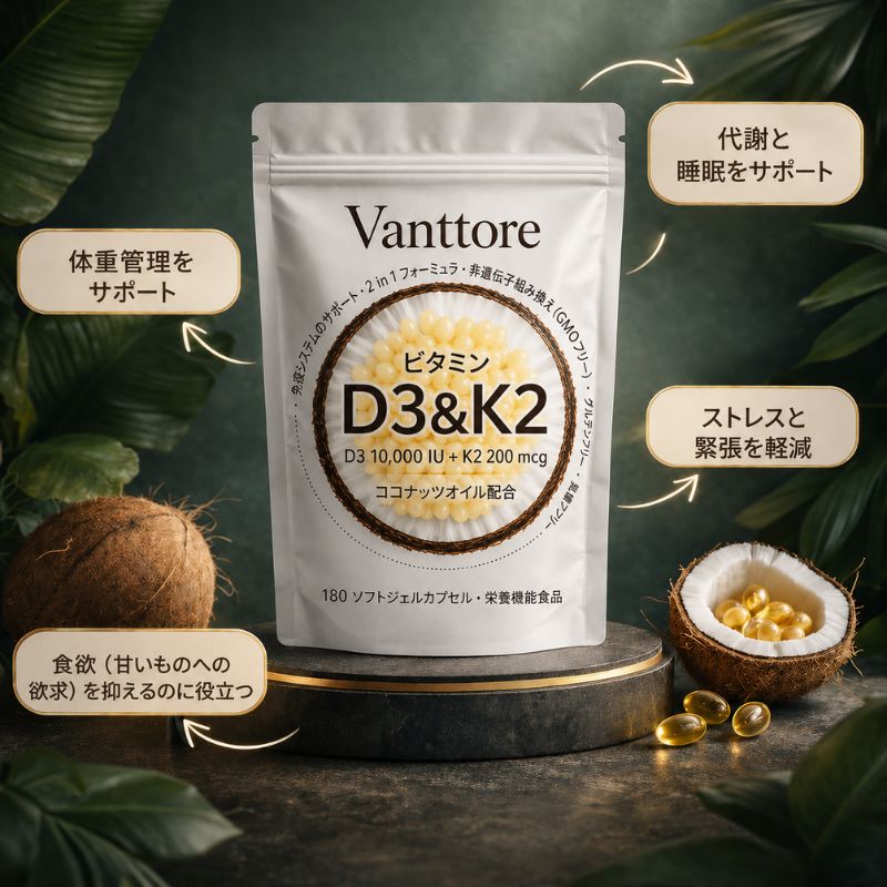 ビタミンD3&K2 高含有 — 6ヶ月分