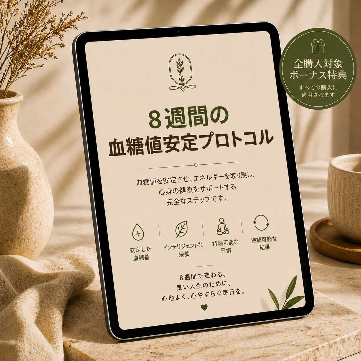 +「血糖コントロール — 8週間、8つの習慣、1つの結果」ガイド